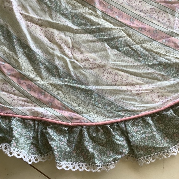 Vintage Pink Green Ruffled Cottagecore Croscill Made in USA Bedding 10 Pieces - Picture 7 of 13